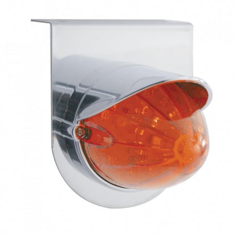 Stainless Light Bracket w/ 19 LED Watermelon Light & Visor - Amber LED/Dark Amber Lens