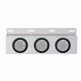 Stainless Top Mud Flap Plate w/ Three 7 LED 4" Reflector Lights & Grommets - Red LED/Clear Lens