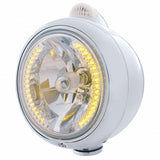 Stainless Steel Guide 682-C Headlight H4 w/ Amber LED & Dual Mode LED Signal-Clear Lens