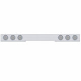 Chrome 1 Piece Rear Light Bar w/ Six 7 LED 4" Reflector Lights & Visors - Red LED/Clear Lens