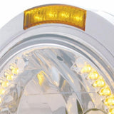 Stainless Steel Bullet Classic Headlight H4 w/ Amber LED & Signal - Amber Lens
