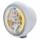 Stainless Steel Guide 682-C Style Headlight H4 Bulb w/34 Amber LED