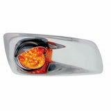 Kenworth T660 Front Bumper Light Bezel w/ 19 LED Beehive Light & Visor (Passenger) - Amber LED/ Amber Lens