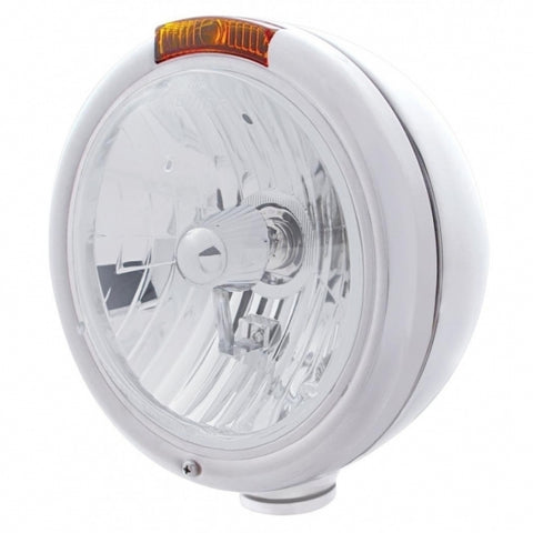 Chrome Classic Headlight Crystal H4 Bulb & Turn Signal - Amber Lens