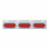 Stainless Top Mud Flap Plate w/ Three 12 LED Lights & Visor - Red LED/Red Lens