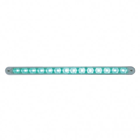14 LED 12" Auxiliary Strip Light w/ Bezel - Green LED/Clear Lens
