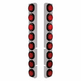 Peterbilt Stainless Rear Air Cleaner Bracket w/ Sixteen 9 LED 2" Lights & Grommets - Red LED/Red Lens