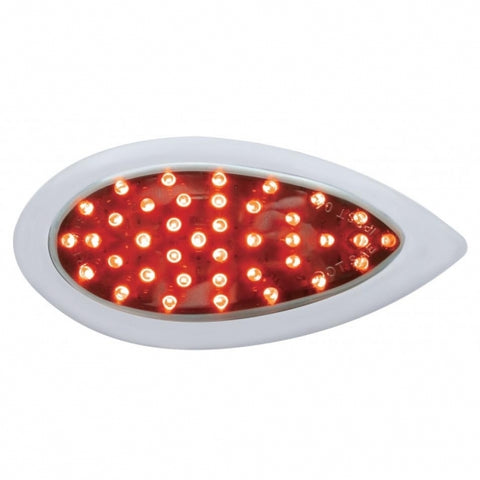 39 LED "Teardrop" Auxiliary Light  w/ Bezel - Red LED w/ Chrome Lens