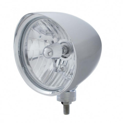 Chrome "Chopper" Headlight w/ Smooth Visor Crystal H4 Bulb