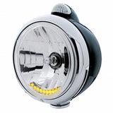 Black Guide 682-C Headlight H4 w/ 10 Amber LED & LED Signal - Clear Lens