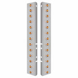 Peterbilt Stainless Front Air Cleaner Bracket w/ Twenty Six 2 LED Mini Lights & Stainless Bezels - Amber LED/Amber Lens