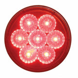 Chrome 1 Piece Rear Light Bar w/ Six 7 LED 4" Reflector Lights & Visors - Red LED/Red Lens
