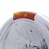 Stainless Steel Classic Headlight Crystal H4 Bulb & Turn Signal - Amber Lens