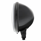 Black 5 3/4" Motorcycle Headlight 9 LED Bulb w/White LED Light Bar - Bottom Mount