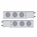 2 1/2" Bolt Pattern Stainless Spring Loaded Light Bar w/ Six 36 LED 4" Lights & Visors - Red LED/Clear Lens