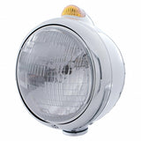 Stainless Steel Guide 682-C Headlight H6024 & Dual Mode LED Signal - Amber Lens