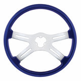 18" Vibrant Color 4 Spoke Steering Wheel - Indigo Blue