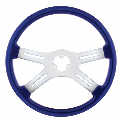 18" Vibrant Color 4 Spoke Steering Wheel - Indigo Blue