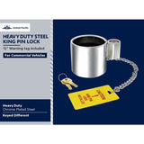 Heavy Duty Steel King Pin Lock With 12" Warning Tag