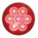 3 3/4" Bolt Pattern Chrome Spring Loaded Light Bar w/ Six 4" 7 LED Lights & Visors - Red LED/Red Lens
