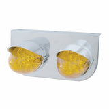 Stainless Light Bracket w/ Two 19 LED Reflector Lights & Visors - Amber LED/Amber Lens
