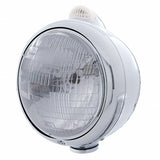 Stainless Steel Guide 682-C Headlight H6024 & Dual Mode LED Signal - Clear Lens