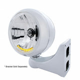 Stainless Steel Guide 682-C Style Headlight H4 Bulb w/10 Amber LED