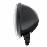 Black 5 3/4" Motorcycle Headlight 8 LED Blackout Bulb w/Black Bar - Bottom Mount