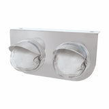 Stainless Light Bracket w/ Two 9 LED Dual Function "GLO" Watermelon Lights & Visors - Amber LED/ Clear Lens