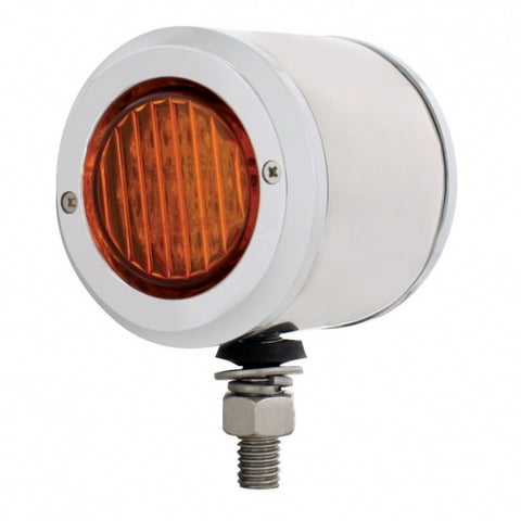 Stainless 2" Double Face Light w/ 9 LED 2" Lights & Bezels - Amber & Red LED/Amber & Red Lens