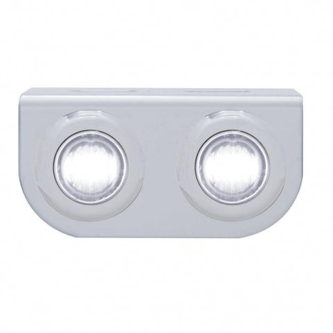 Stainless Light Bracket w/ Two 3 LED Mini Lights - White LED/Clear Lens