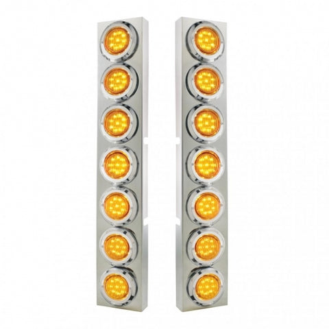 Kenworth Front Air Cleaner Kit w/ 14 Flat LED Lights & Bezel - Amber LED/Amber Lens