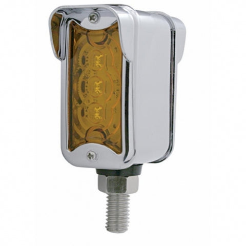 3 LED Straight Mount Double Face Light w/ Vertical Visor - Amber & Red LED/Amber & Red Lens