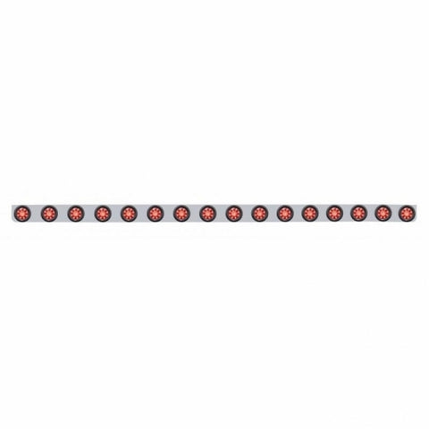 79-1/2" SS Bumper Light Bracket w/16X 9 LED 2" Beehive Light -Red LED & Lens