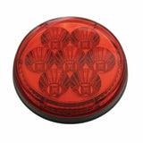 Stainless Top Mud Flap Plate w/ Three 7 LED 4" Lights & Visors - Red LED/Red Lens