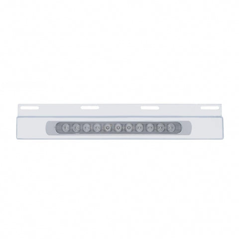 Stainless Top Mud Flap Plate w/ 11 LED Light Bar & Bezel - Red LED/Clear Lens