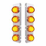 Peterbilt Stainless Front Air Cleaner Bracket w/ Eight 9 LED "GLO" Watermelon Lights & Bezels - Amber LED/Amber Lens