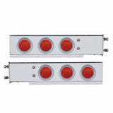 3 3/4" Bolt Pattern Stainless Spring Loaded Light Bar w/ Six 4" 7 LED Light & Visor - Red LED/Red Le
