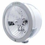 Stainless Steel Bullet Half Moon Headlight Crystal H4 Bulb & LED Turn Signal - Clear Lens