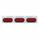 Stainless Top Mud Flap Plate w/ Three 10 LED Lights & Grommet - Red LED/Red Lens