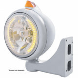 Chrome Guide 682-C Headlight H4 w/ Amber LED & Original Style LED Signal - Amber Lens