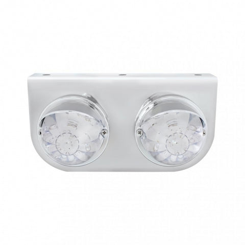 Stainless Light Bracket w/ Two 17 LED Watermelon Lights & Visors - Red LED/Clear Lens