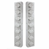 Kenworth Stainless Front Air Cleaner Bracket w/ Fourteen 11 LED Watermelon Lights & Bezels - Amber LED/Clear Lens