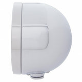 Stainless Steel Bullet Half Moon Headlight H4 w/ 10 Amber LED & Dual Mode LED Signal-Clear Lens