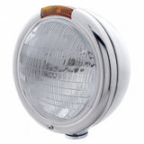 Chrome Classic Headlight H6024 Bulb & Turn Signal - Amber Lens