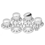 Chrome Plastic ABS Front & Rear Hub Cover Kit with Removeable Hubcap & Push-On Nut Covers (2 Front, 4 Rear)