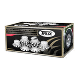 Chrome Plastic ABS Front & Rear Hub Cover Kit with Removeable Hubcap & Push-On Nut Covers (2 Front, 4 Rear)