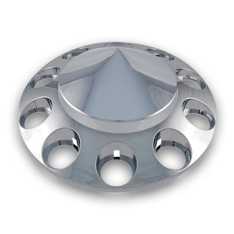 Chrome Plastic ABS Front Hub Cover with Removeable Pointed Hubcap & 10 Holes for Nut Cover of Choice