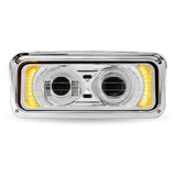 Chrome Heated Universal LED Projector Headlight Assembly with Optional Backlit Auxiliary