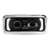 Black Heated Universal LED Projector Headlight Assembly with Optional Backlit Auxiliary